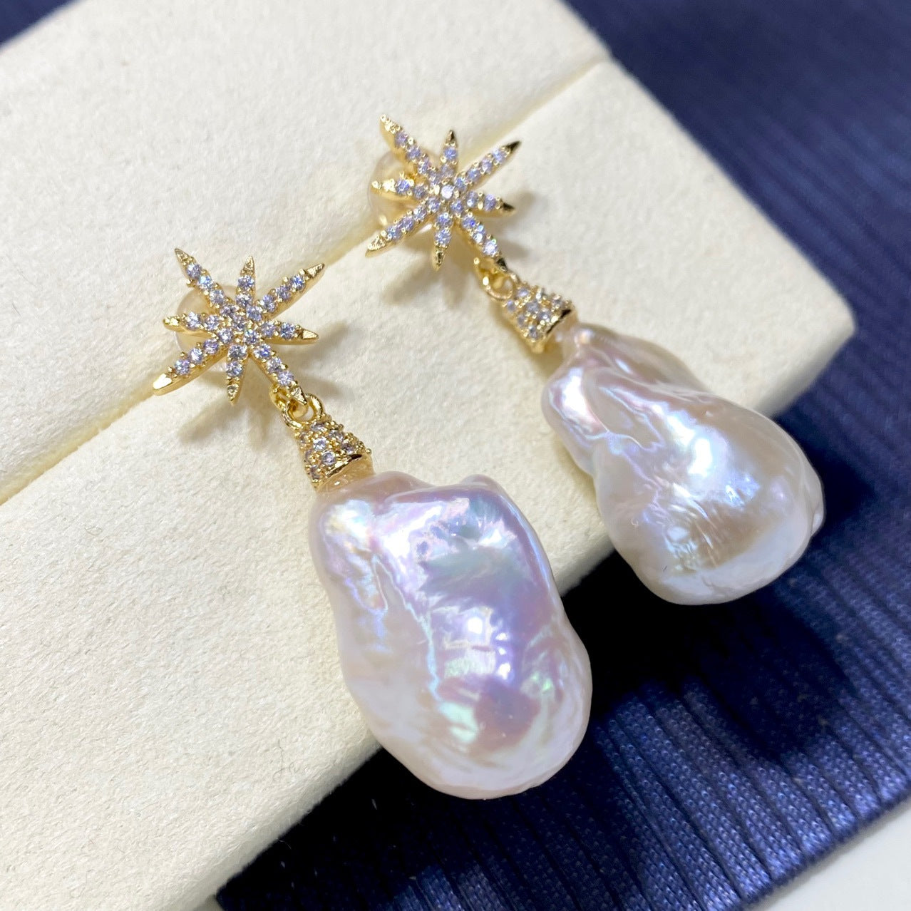 New Natural Baroque-Style Pearl Drop Earrings – French Princess Elegance