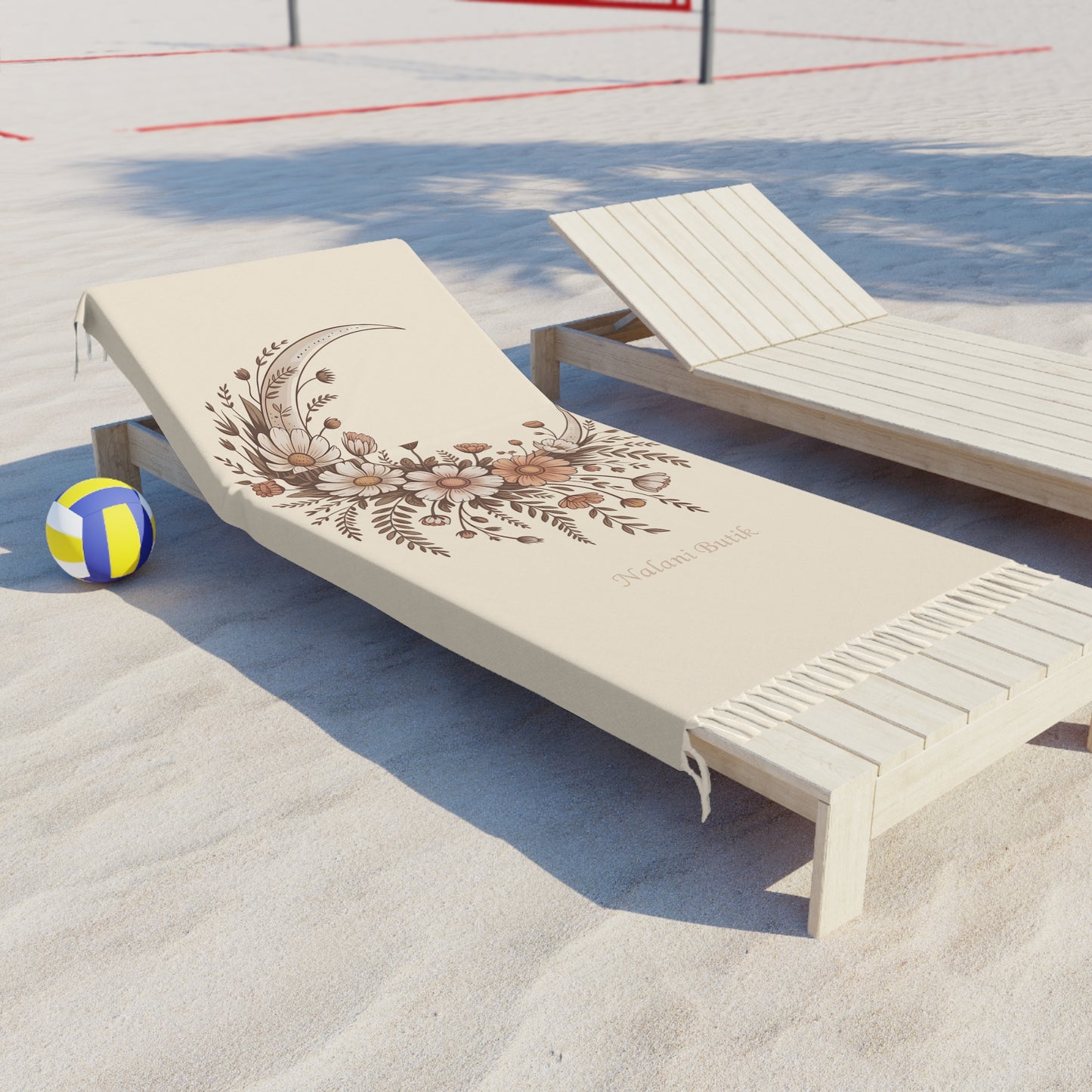 Boho Beach Towel — Crescent Moon Floral Fringe Cotton Beach Towel