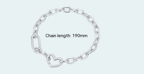 S925 Sterling Silver Heart-Link Chain Bracelet – Minimalist Everyday Style