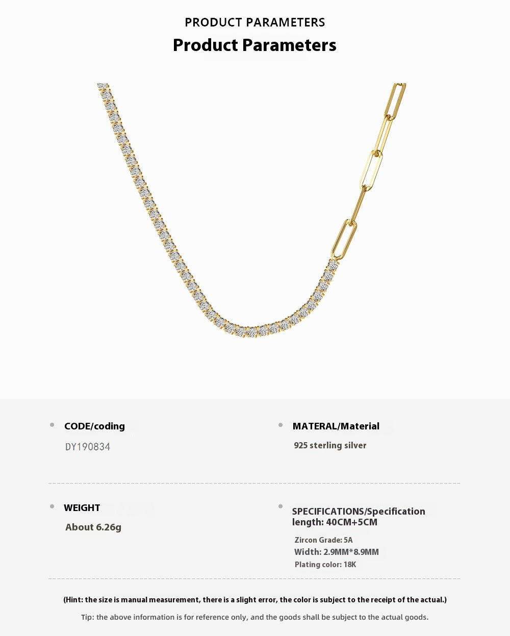 Luna Link Tennis Chain Necklace