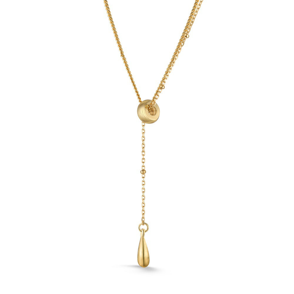 S925 Double-Layer Droplet Necklace — Delicate Modern Layers