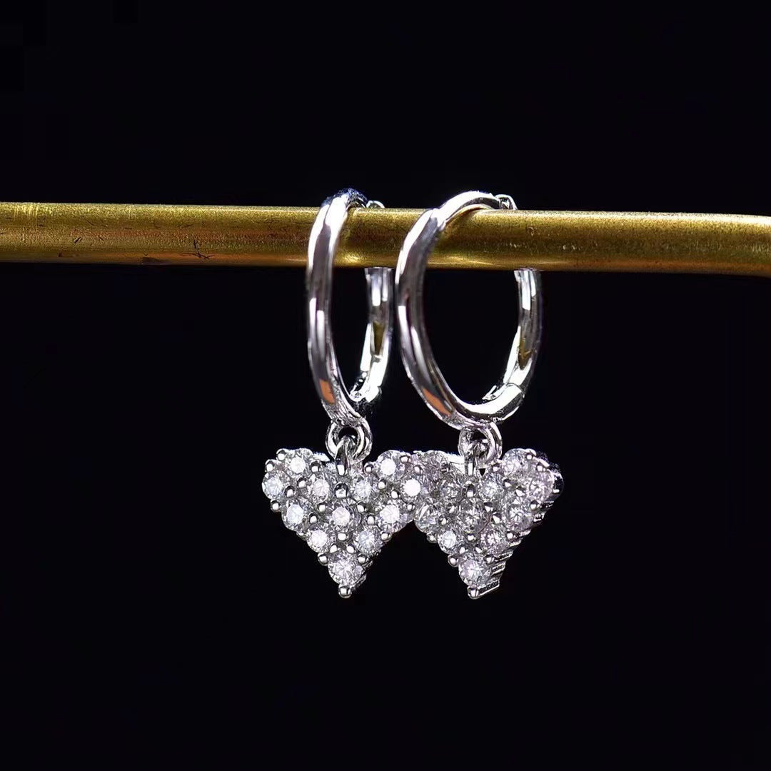 Nalani Luxe - D-Color Moissanite Heart Huggie Earrings – Delicate Sparkle Edition