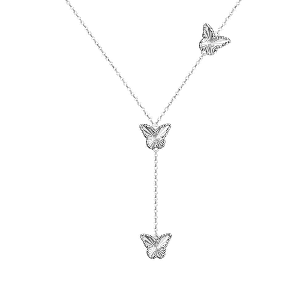 S925 Butterfly Tassel Necklace — Soft, Delicate Layered Charm