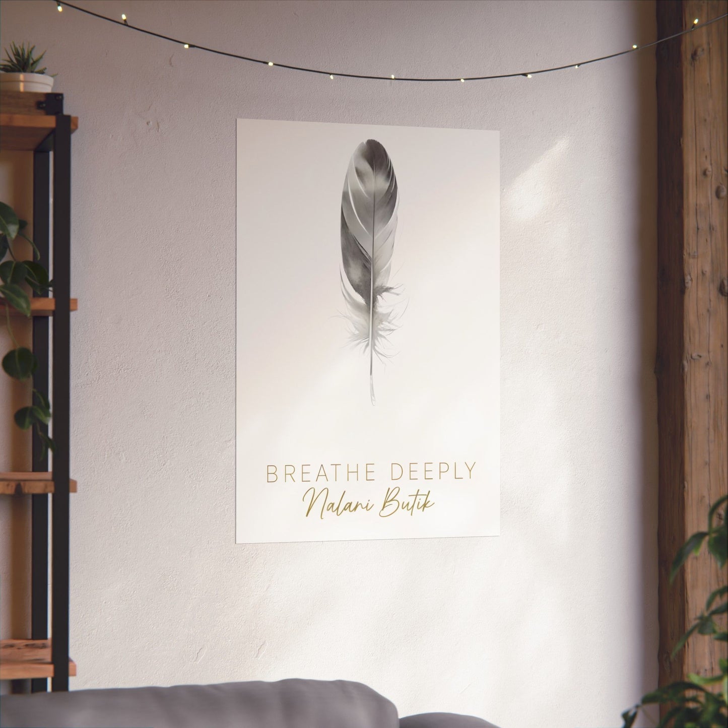 Feather 'Breathe Deeply' Matte Poster