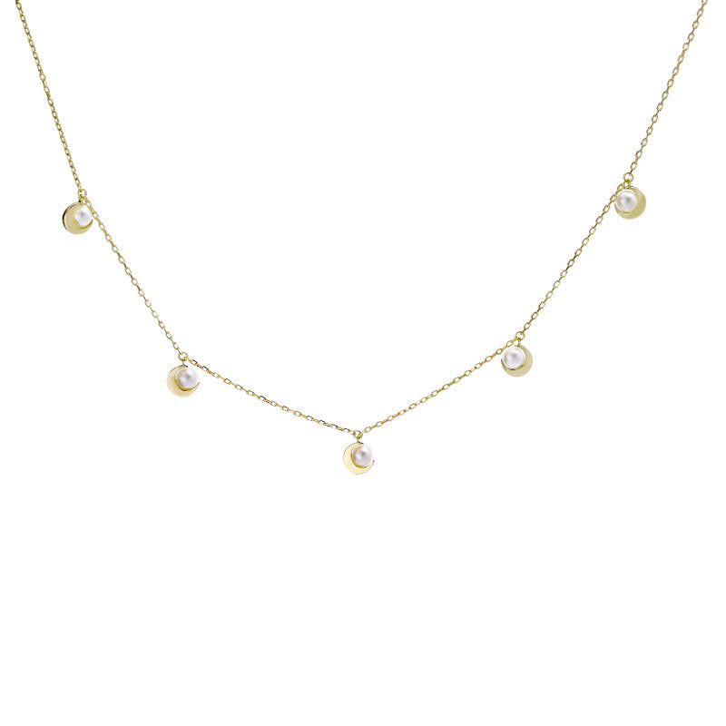 Natural Pearl Moonlight Collar Necklace - Minimalist 925 Silver Pearl Jewelry