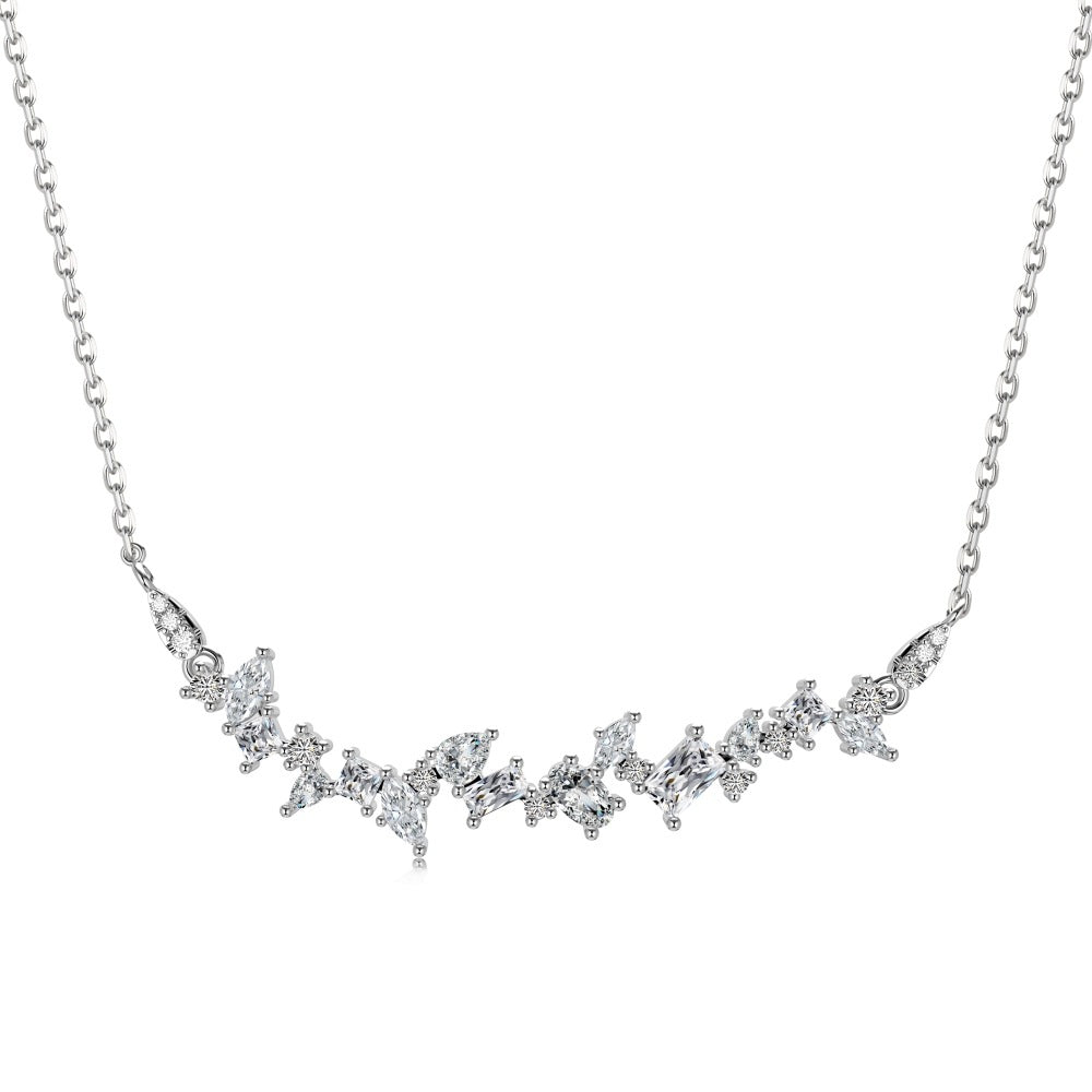 S925 Irregular Zircon Necklace — Soft Geometric Shine
