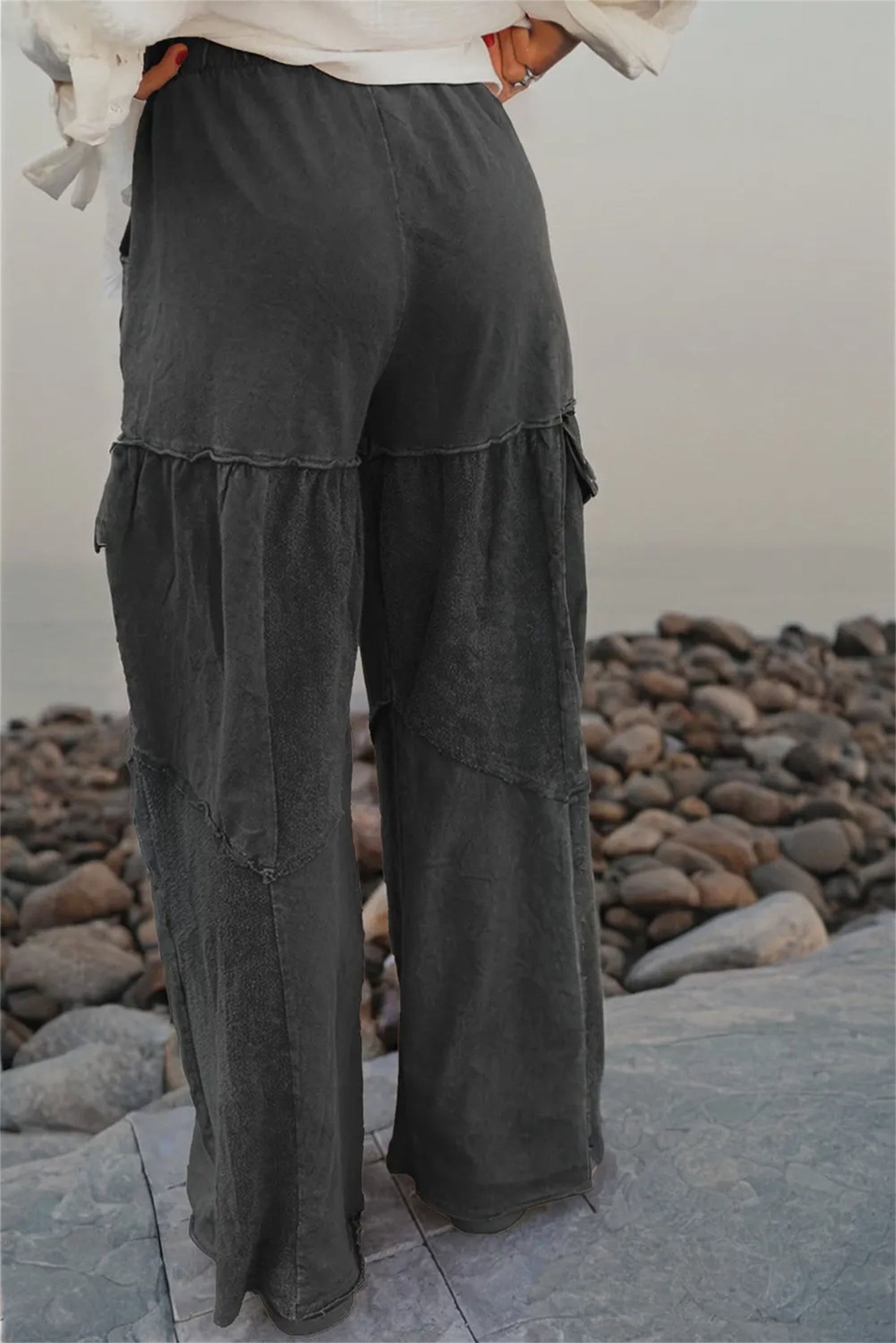 Nalani Mineral Wash Tiered Wide-Leg Pants - Grounded Texture. Effortless Flow