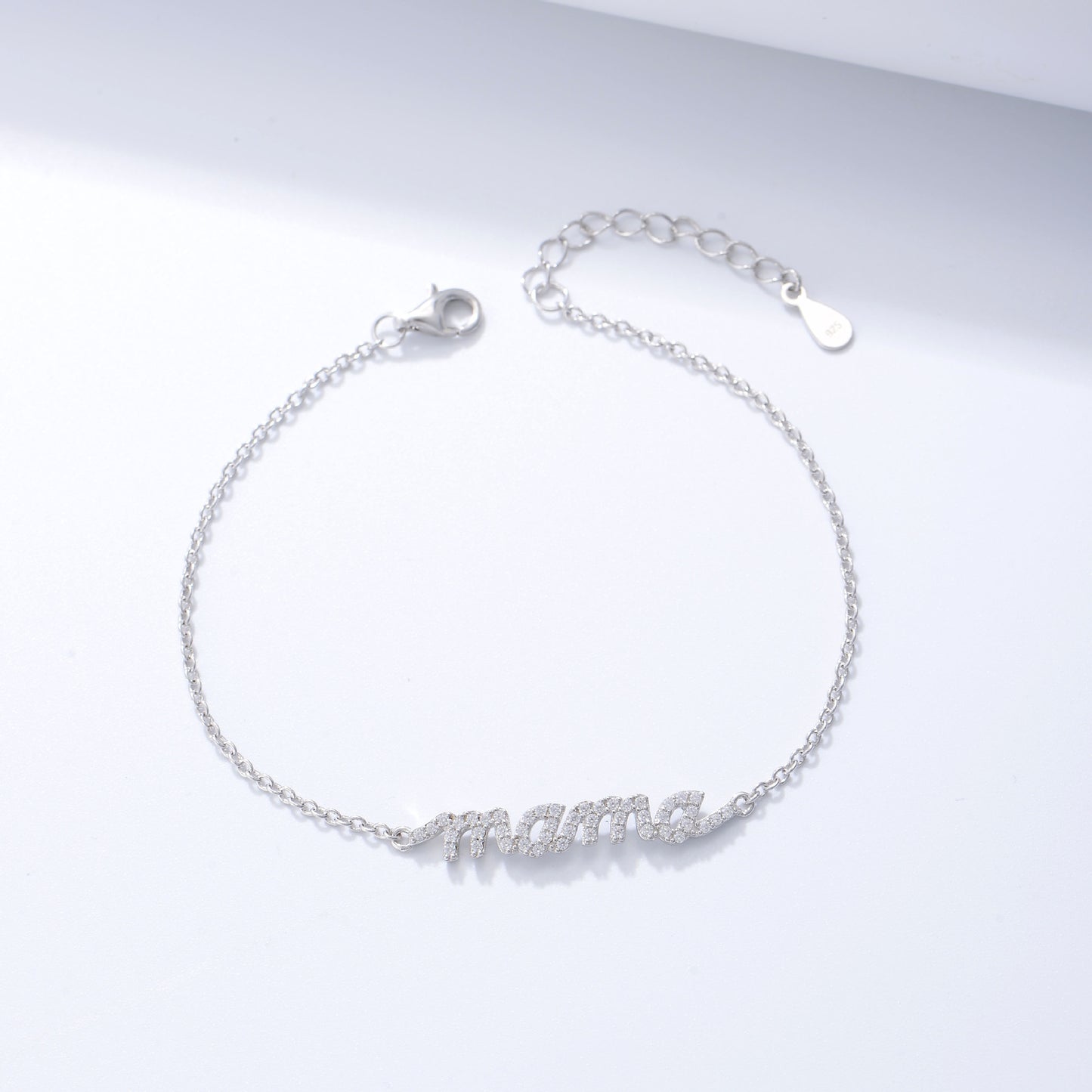 Mama Zircon Letter Bracelet in 925 Sterling Silver
