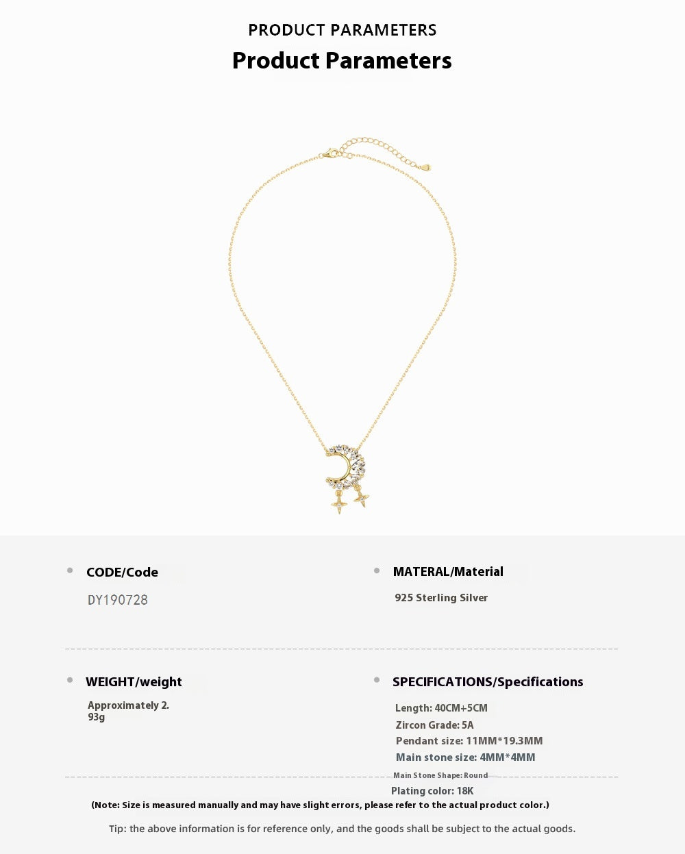 S925 Moon & Heart Zircon Necklace — Soft Celestial Charm