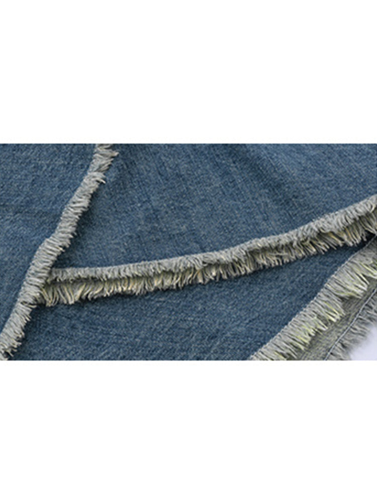Irregular High-Waist Denim Skirt