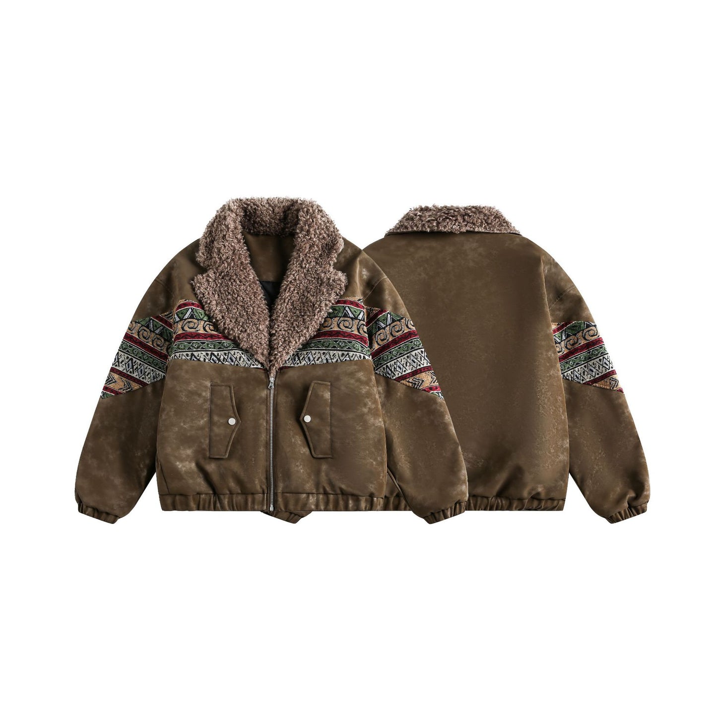 Lambswool-Lined PU Leather Jacket