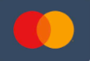 Mastercard logo with three circular colors on a blue background