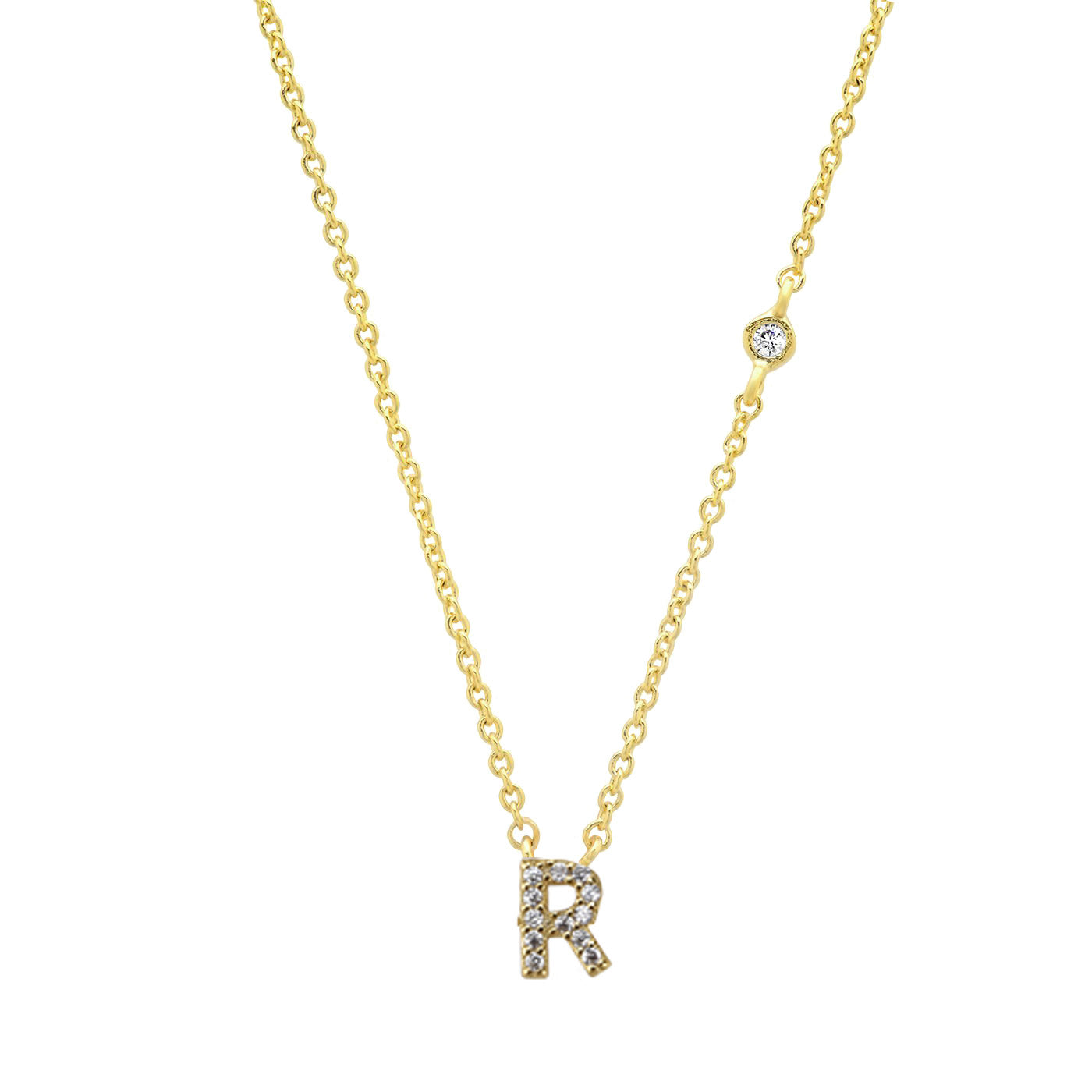 Gold-Plated Sterling Silver Initial Necklace – Minimal Personalized Pendant