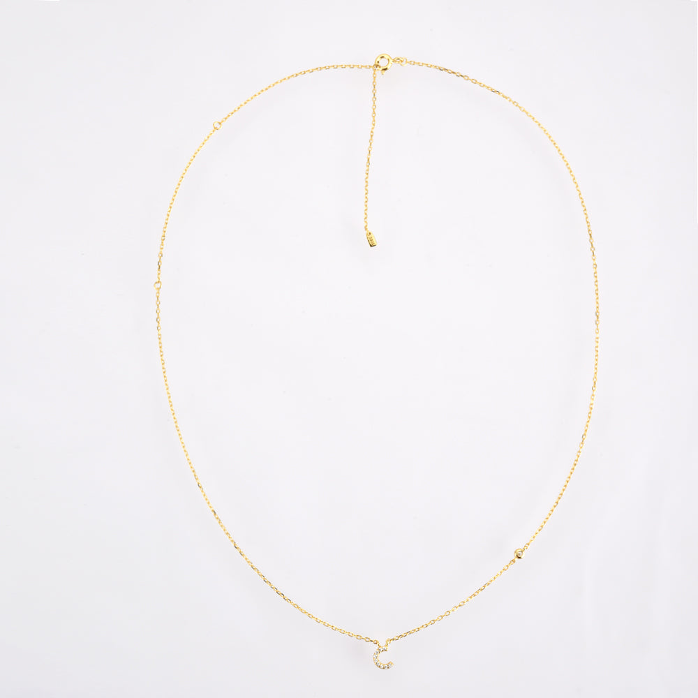 Gold-Plated Sterling Silver Initial Necklace – Minimal Personalized Pendant