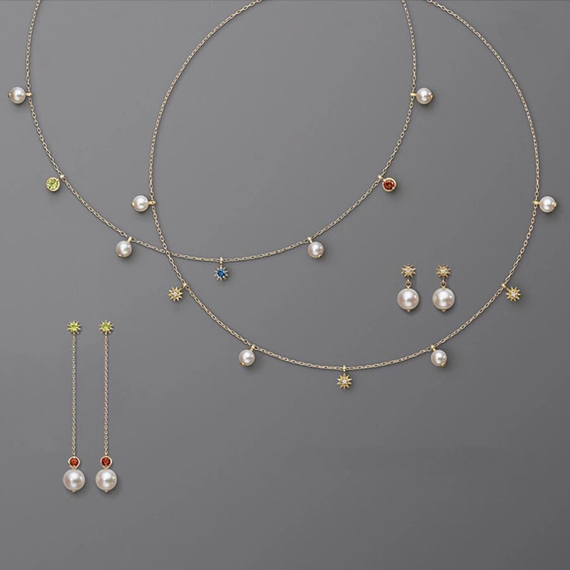 Pearl Star Necklace - Elegant 925 Silver Layered Star & Pearl Chain