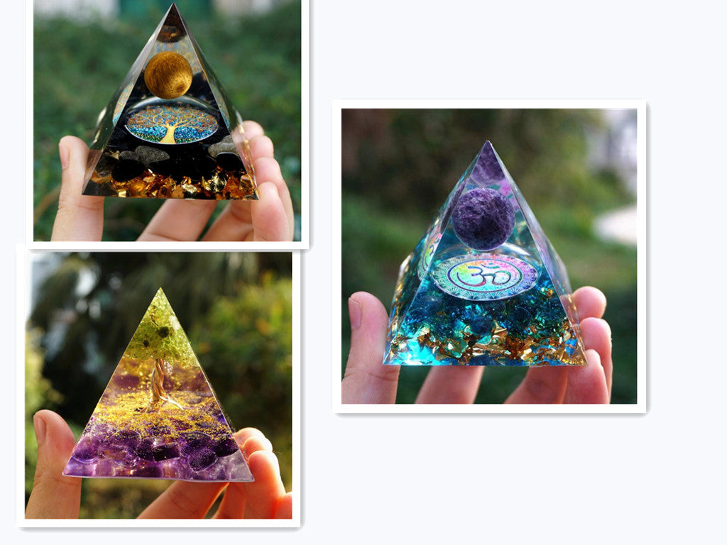 Handcrafted Orgonite Crystal Pyramid for Daily Rituals & Intention Setting