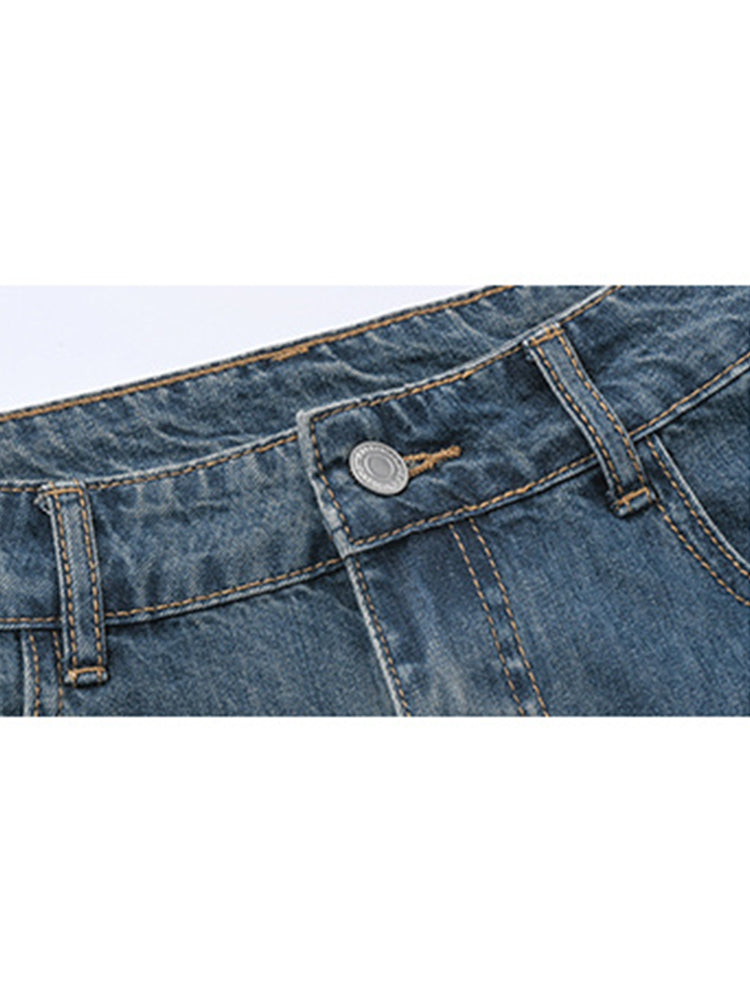 Irregular High-Waist Denim Skirt