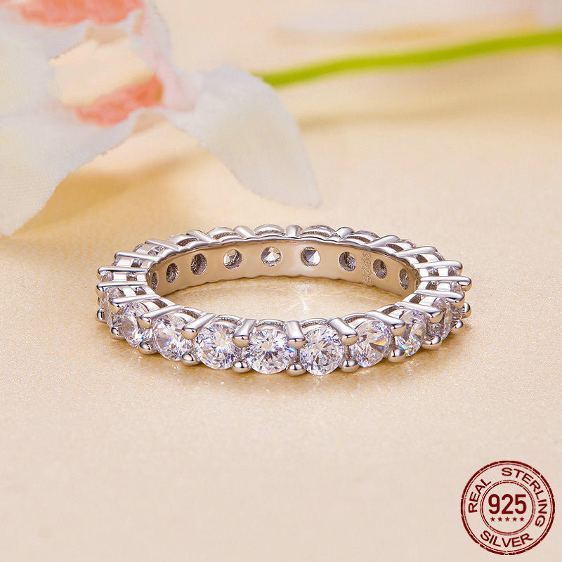 S925 Sterling Silver Moissanite Eternity Ring – Paired Diamond Shine