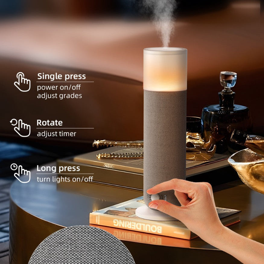 Smart candle with remote control on a table, showing how to operate it.