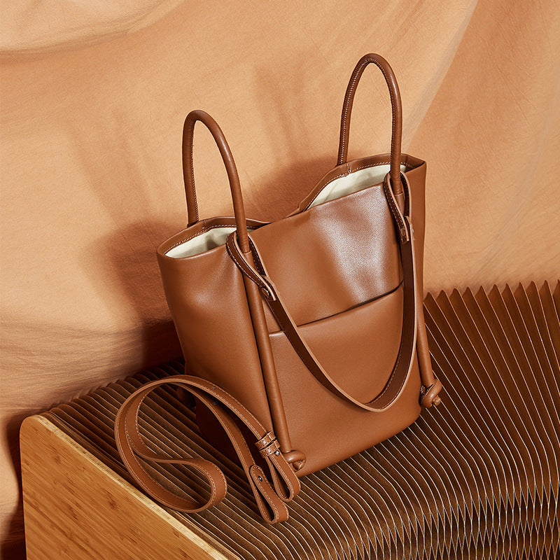 Nalani Soft Leather Bucket Tote - A Spacious, Refined Everyday Essential