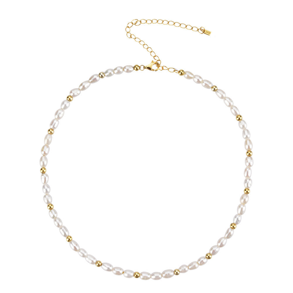 Retro Freshwater Pearl Necklace – 18K Gold Plated European Minimalist Design