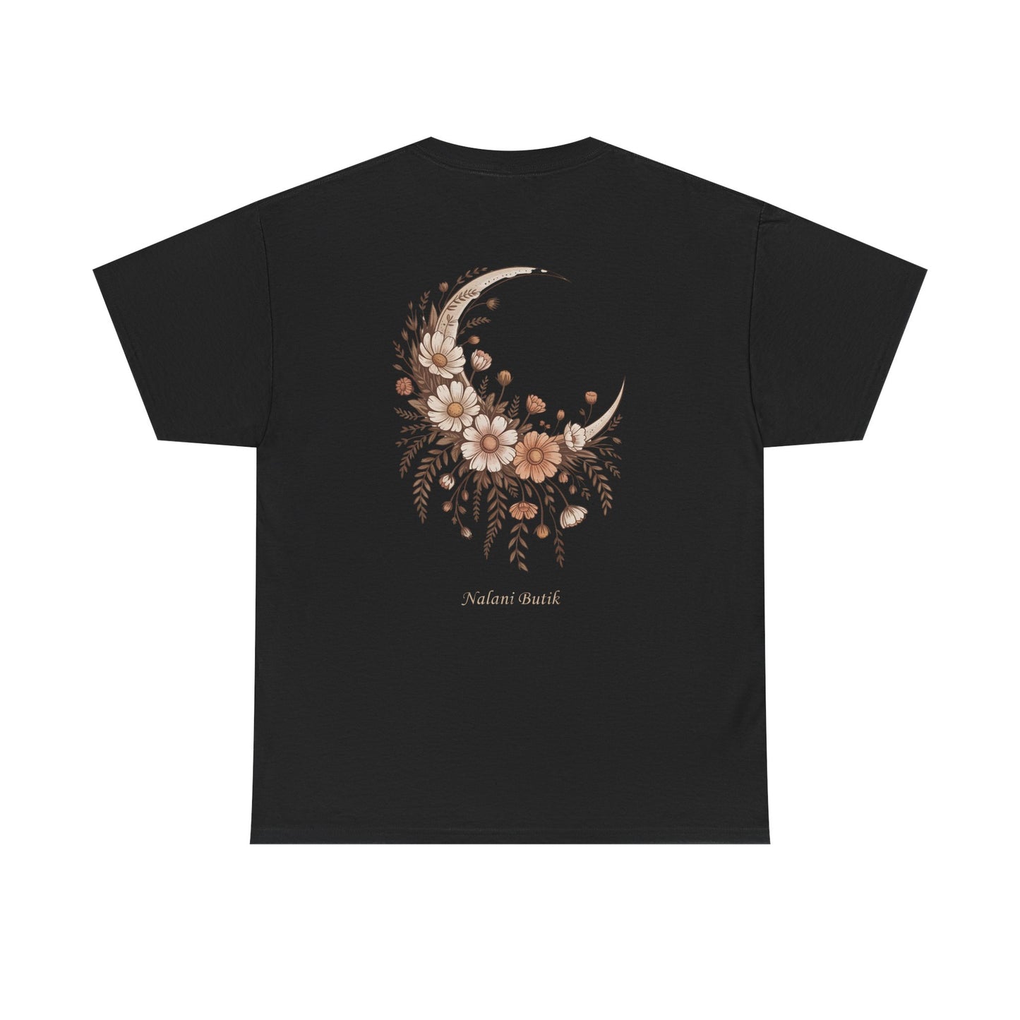Floral Crescent Moon Tee — 'Follow Your Moon' Botanical Graphic T-Shirt