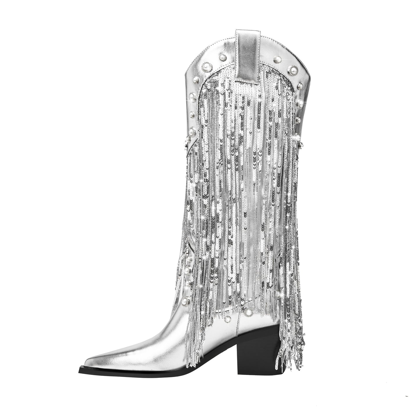 Nalani Luxe -  Silver Tassel Statement Boots