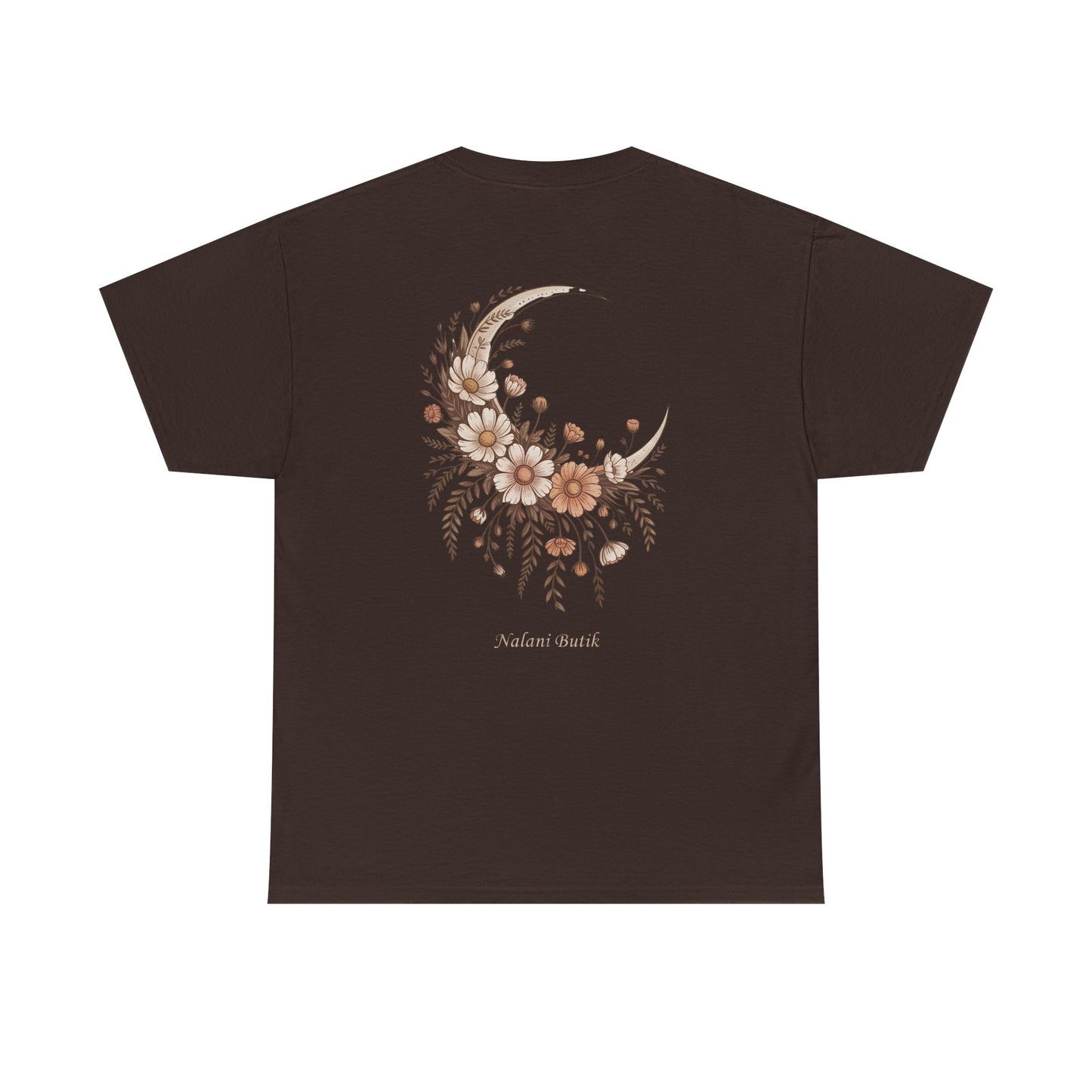 Floral Crescent Moon Tee — 'Follow Your Moon' Botanical Graphic T-Shirt