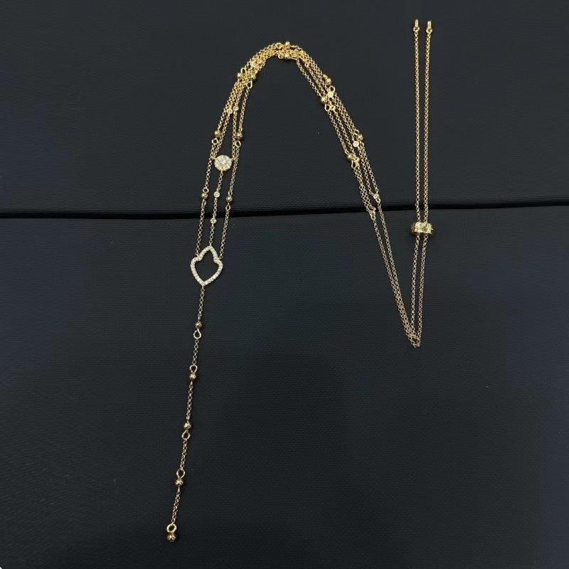 S925 Gold Double-Layer Y-Shaped Adjustable Necklace – Elegant Minimalist Design