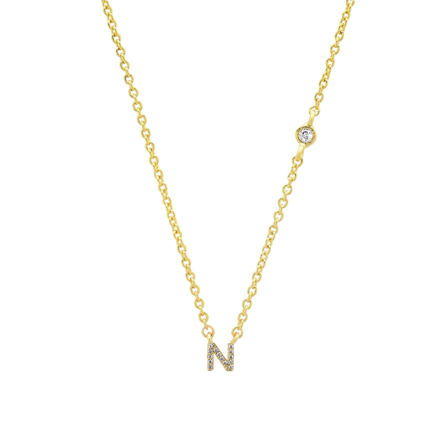 Gold-Plated Sterling Silver Initial Necklace – Minimal Personalized Pendant