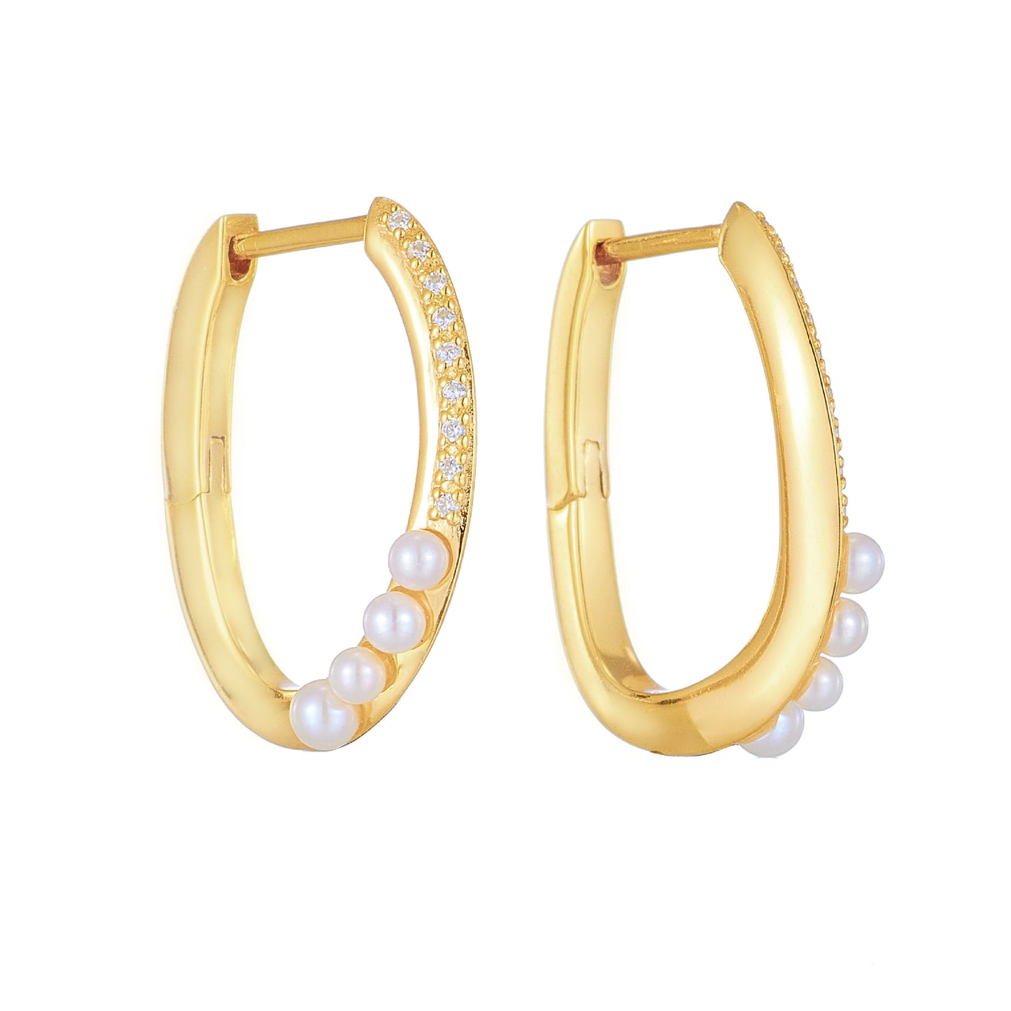 S925 Personalized Mini Freshwater Pearl Hoop Earrings – Gold-Plated Minimalist Unisex Design