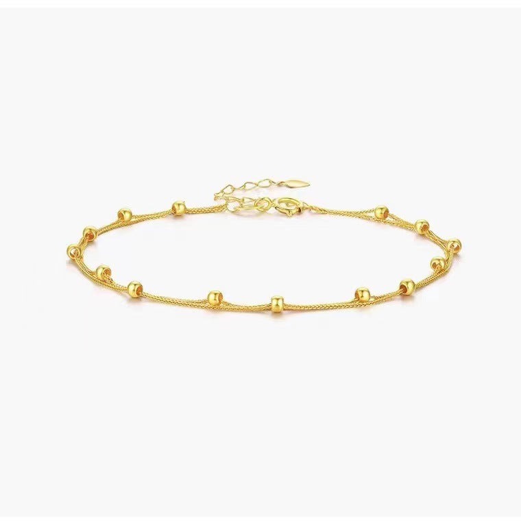 18K Gold Double Layer Pearl Star Bracelet – Delicate AU750 Fine Jewelry