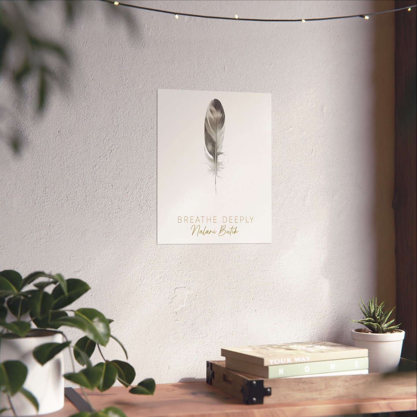 Feather 'Breathe Deeply' Matte Poster