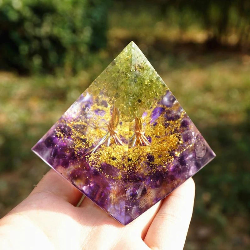 Handcrafted Orgonite Crystal Pyramid for Daily Rituals & Intention Setting