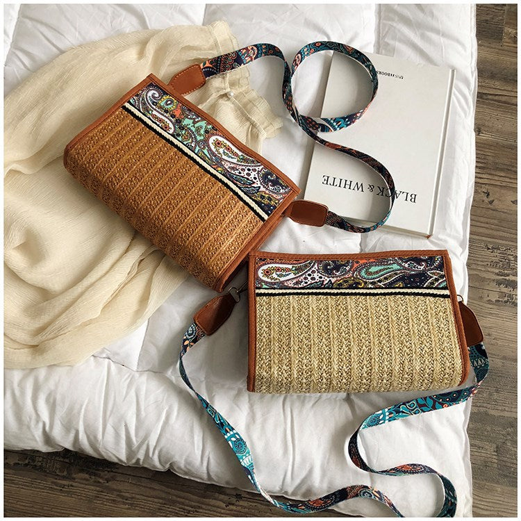 Nalani Bohemian Woven Straw Crossbody Bag – Summer Beach Shoulder Bag