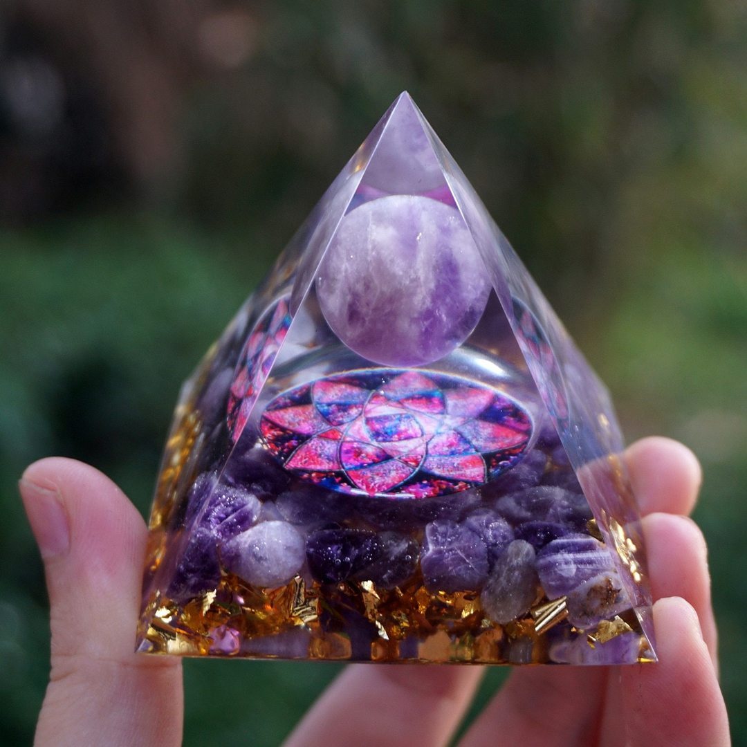 Handcrafted Orgonite Crystal Pyramid for Daily Rituals & Intention Setting