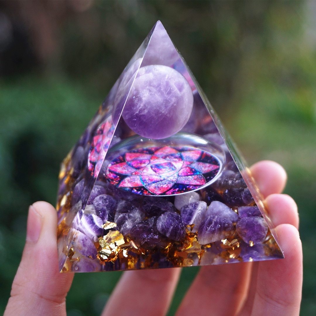 Handcrafted Orgonite Crystal Pyramid for Daily Rituals & Intention Setting
