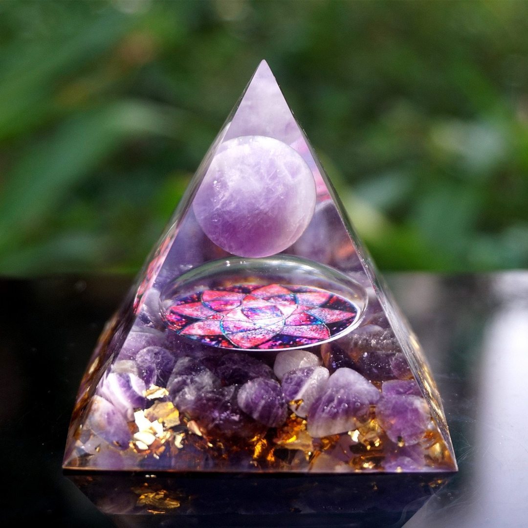 Handcrafted Orgonite Crystal Pyramid for Daily Rituals & Intention Setting