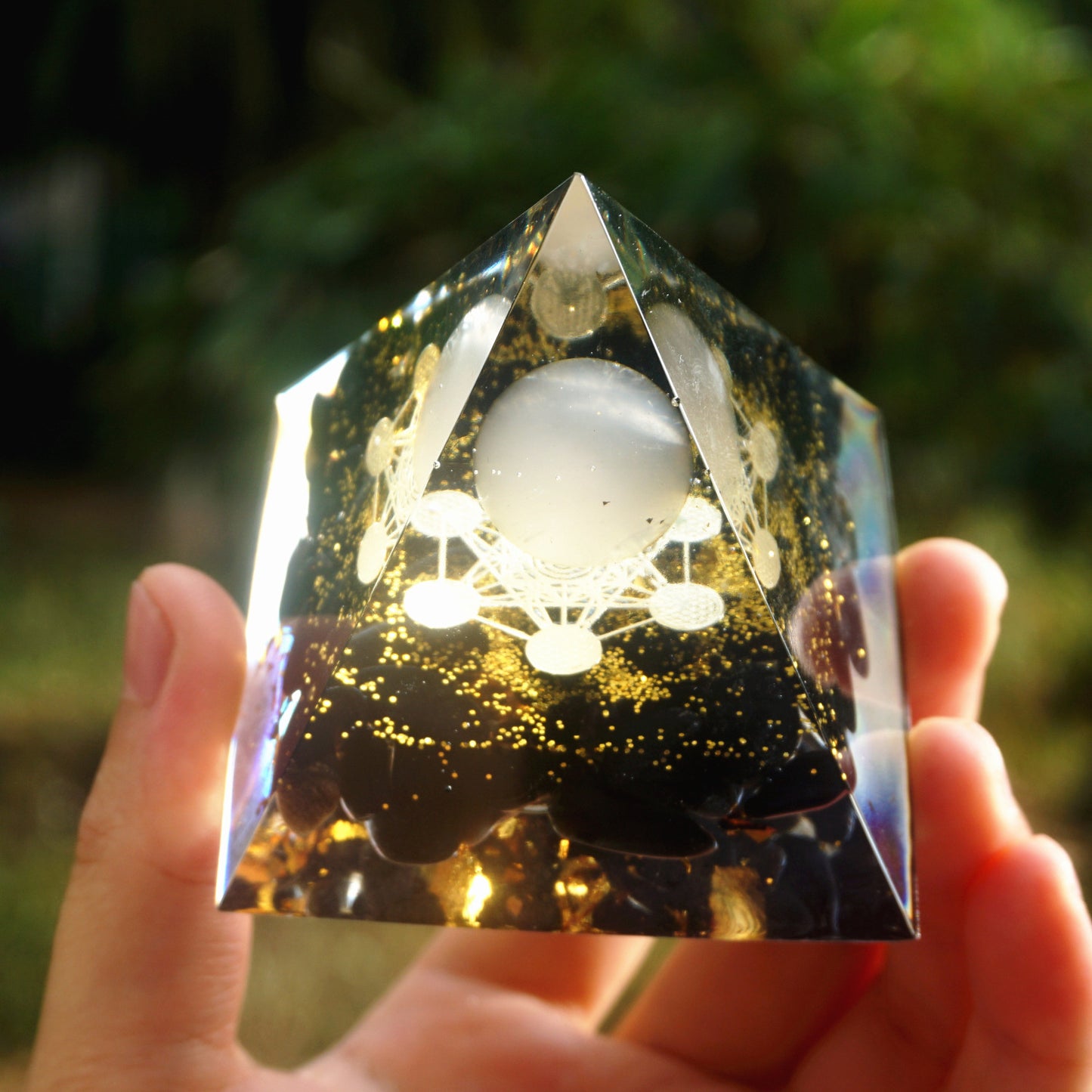 Handcrafted Orgonite Crystal Pyramid for Daily Rituals & Intention Setting