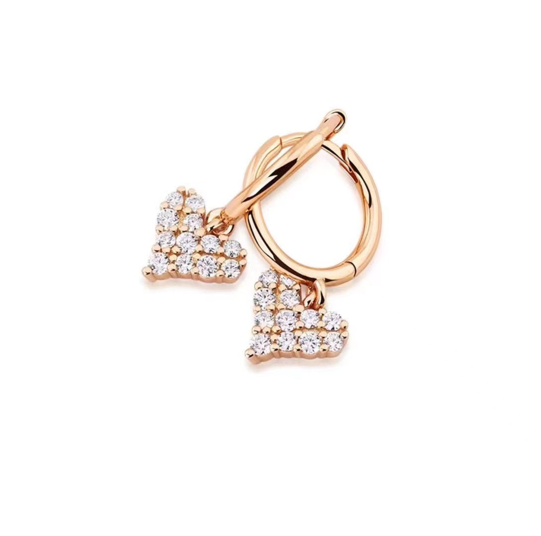 Nalani Luxe - D-Color Moissanite Heart Huggie Earrings – Delicate Sparkle Edition