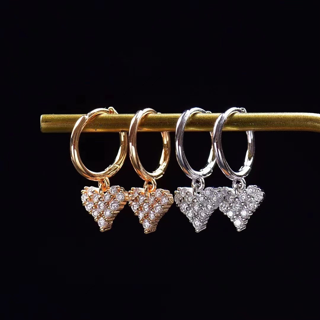 Nalani Luxe - D-Color Moissanite Heart Huggie Earrings – Delicate Sparkle Edition