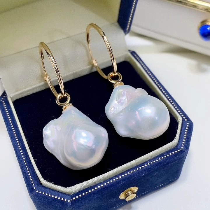 Natural Baroque Pearl Drop Earrings – Elegant Irregular Glow