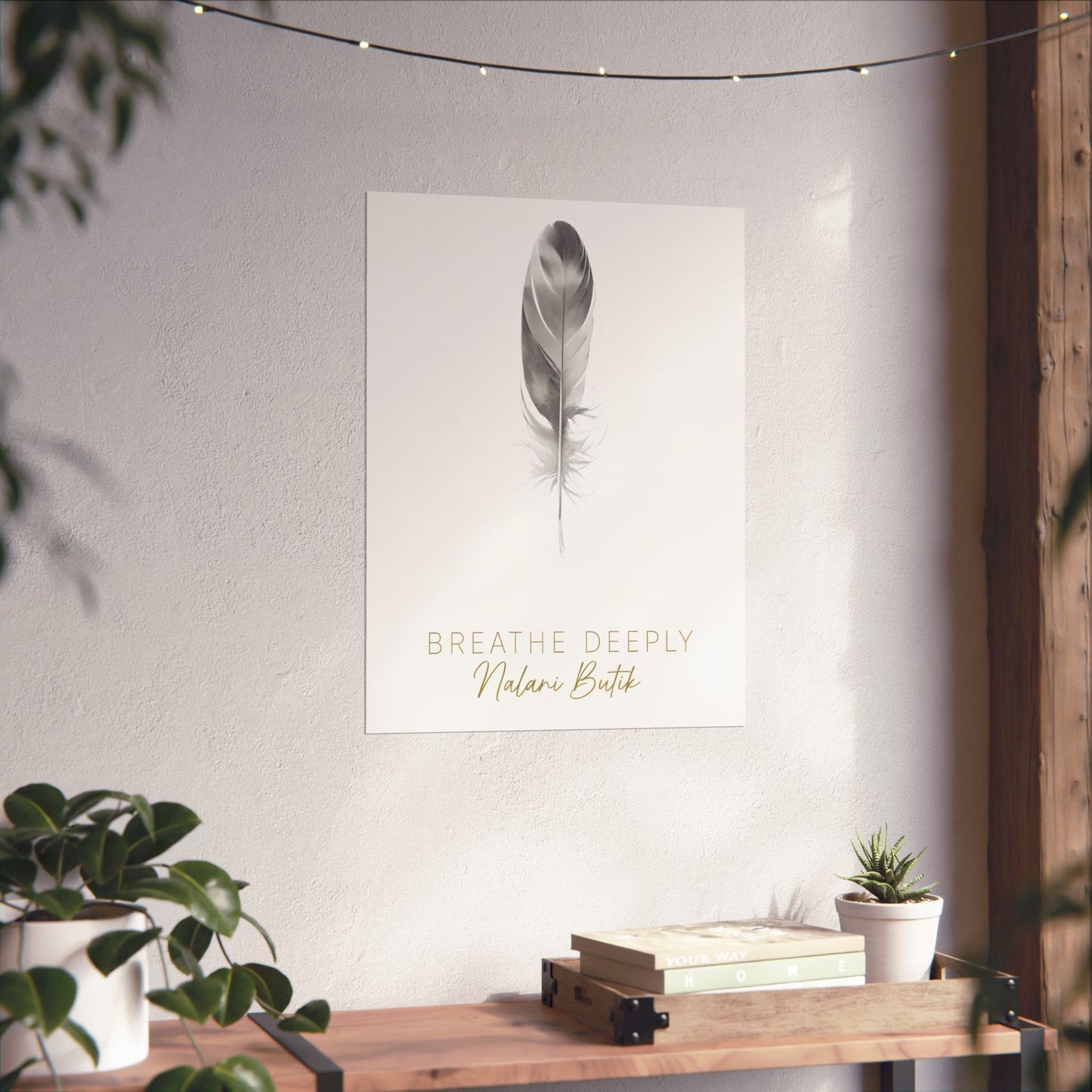 Feather 'Breathe Deeply' Matte Poster