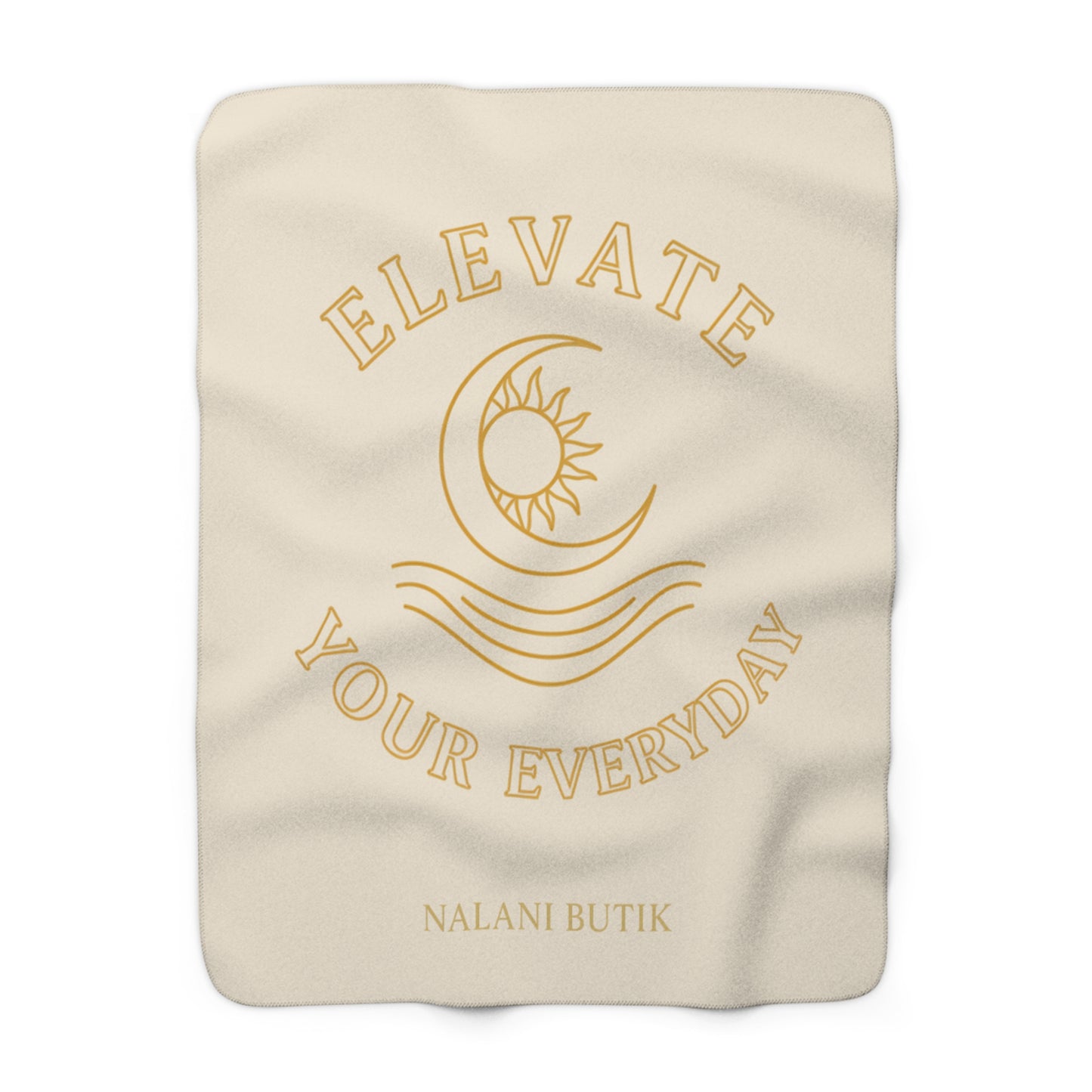 Elevate Your Everyday Sherpa Fleece Blanket — Cozy Neutral Throw with Sun & Moon Design