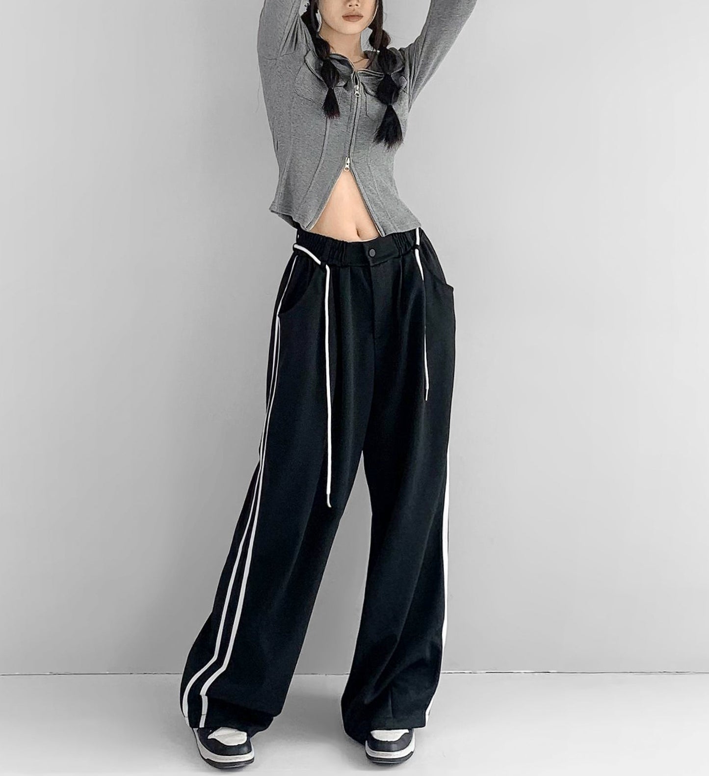 Nalani Apricot Flow Wide-Leg Pants - Soft contrast. Effortless movement.