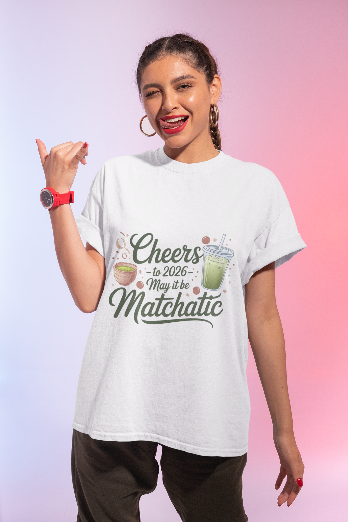 Matcha Cheers 2026 Oversized Tee