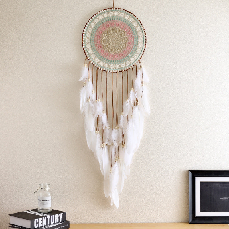 Woven Dreamcatcher Wall Hanging – Soft Color Boho