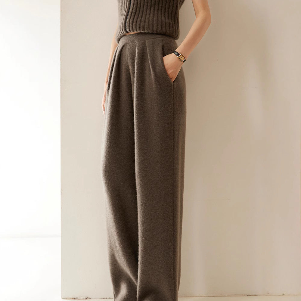 Nalani Luxe Cashmere Flow Wide-Leg Pants - Luxury Cashmere Everyday Pants