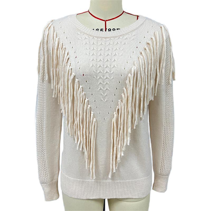 Cozy Fringe Tassel Knit Sweater – Effortless Fall Style with a Playful Boho Touch