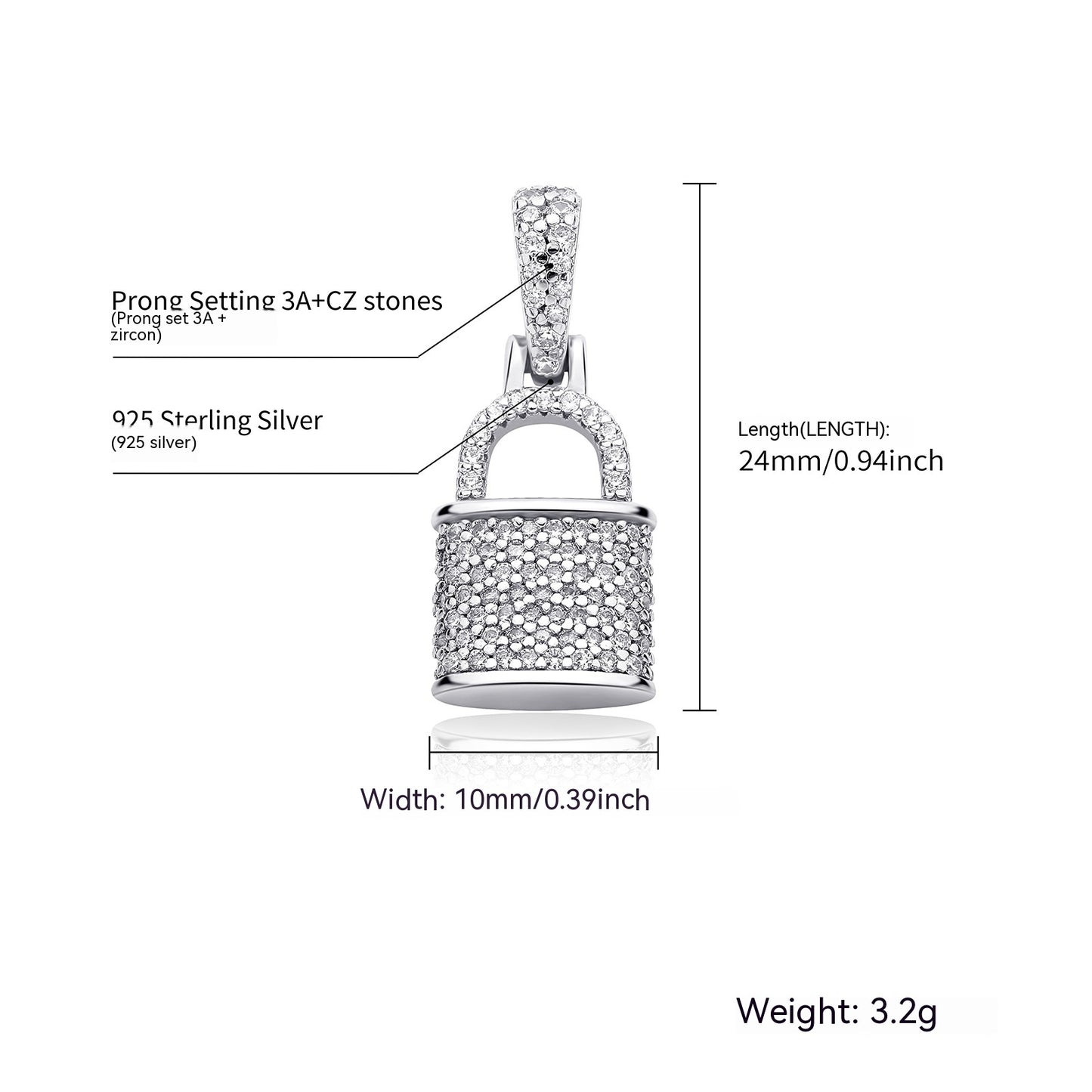 S925 Sterling Silver Mini Lock Pendant Necklace – Modern Niche Design